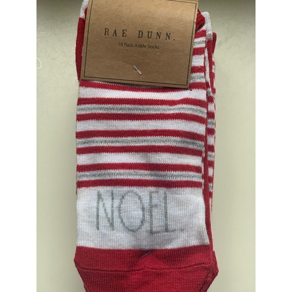 Rae Dunn Womens Christmas Holiday 10 Pack Ankle Socks
